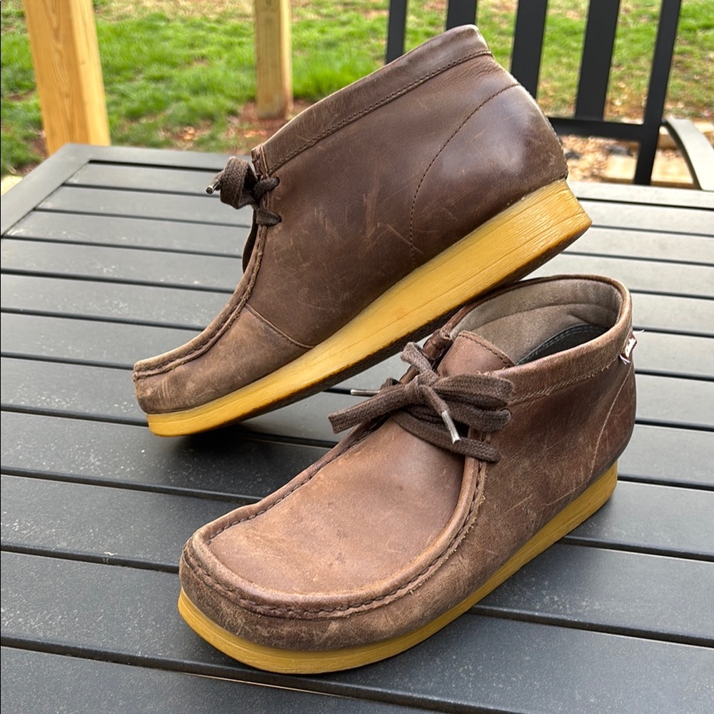 Brown Chukka Boots with Yellow Sole and Moccasin Toe